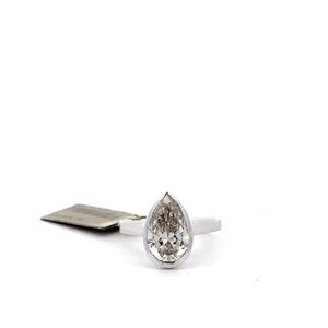 14k White Gold Lab Grown/CVD Pear Shape Elegant Silver Teardrop Ring